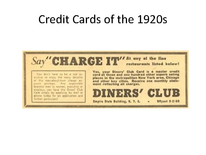 Credit Cards of the 1920 s 