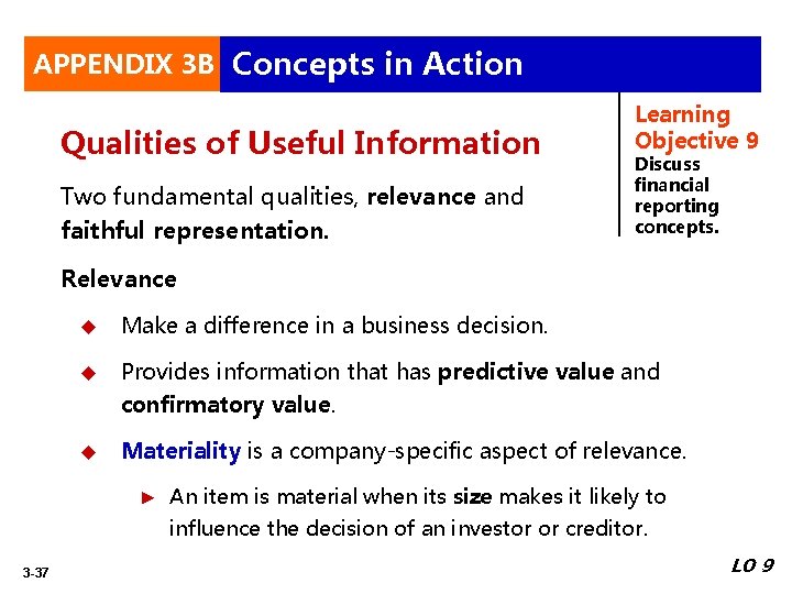 APPENDIX 3 B Concepts in Action Qualities of Useful Information Two fundamental qualities, relevance