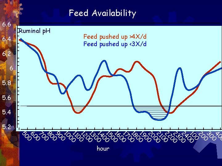 Feed Availability Feed pushed up >4 X/d Feed pushed up <3 X/d 6. 4