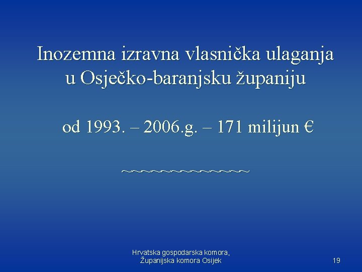 Inozemna izravna vlasnička ulaganja u Osječko-baranjsku županiju od 1993. – 2006. g. – 171