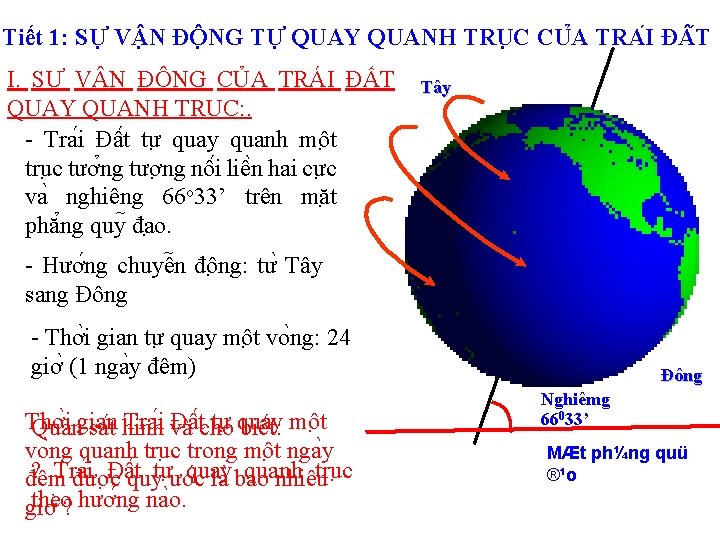 Tiết 1: SƯ V N ĐÔ NG TƯ QUAY QUANH TRU C CU A