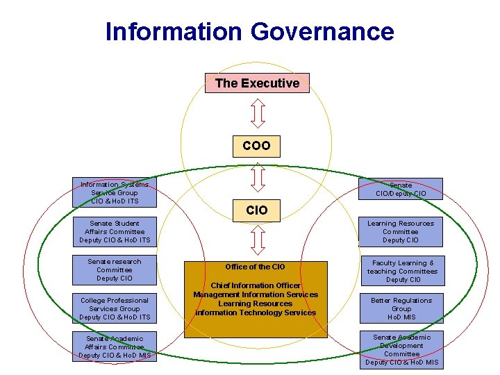 Information Governance The Executive COO Information Systems Service Group CIO & Ho. D ITS