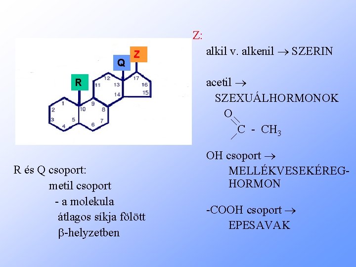 Z: Q Z R R és Q csoport: metil csoport - a molekula átlagos