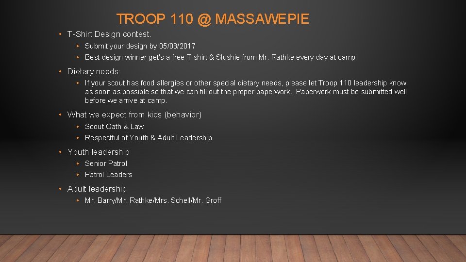 TROOP 110 @ MASSAWEPIE • T-Shirt Design contest. • Submit your design by 05/08/2017