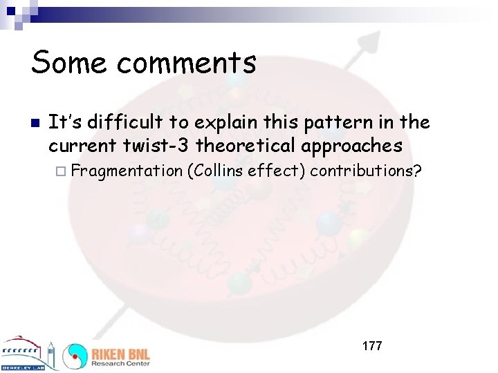 Some comments n It’s difficult to explain this pattern in the current twist-3 theoretical