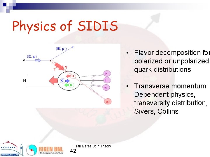 Physics of SIDIS • Flavor decomposition for polarized or unpolarized quark distributions • Transverse