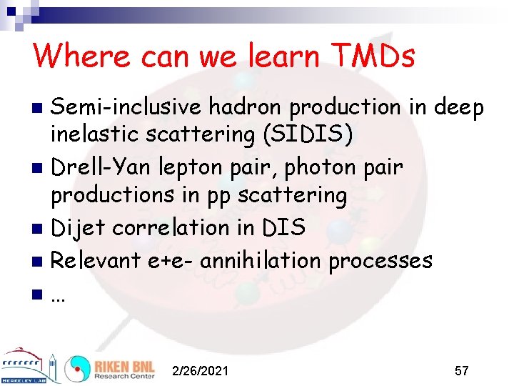 Where can we learn TMDs Semi-inclusive hadron production in deep inelastic scattering (SIDIS) n
