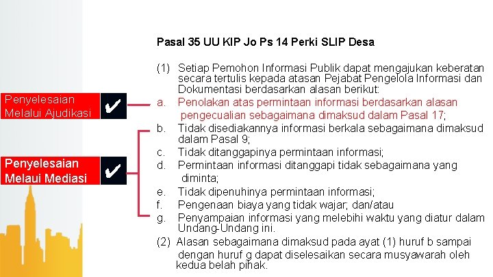 Pasal 35 UU KIP Jo Ps 14 Perki SLIP Desa Penyelesaian Melalui Ajudikasi ✔