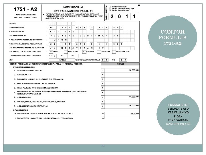 CONTOH FORMULIR 1721 -A 2 FORMULIR INI SEBAGAI SATU KESATUAN YG TIDAK TERPISAHKAN DARI