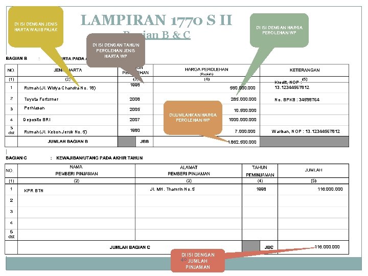 DI ISI DENGAN JENIS HARTA WAJIB PAJAK LAMPIRAN 1770 S II DI ISI DENGAN