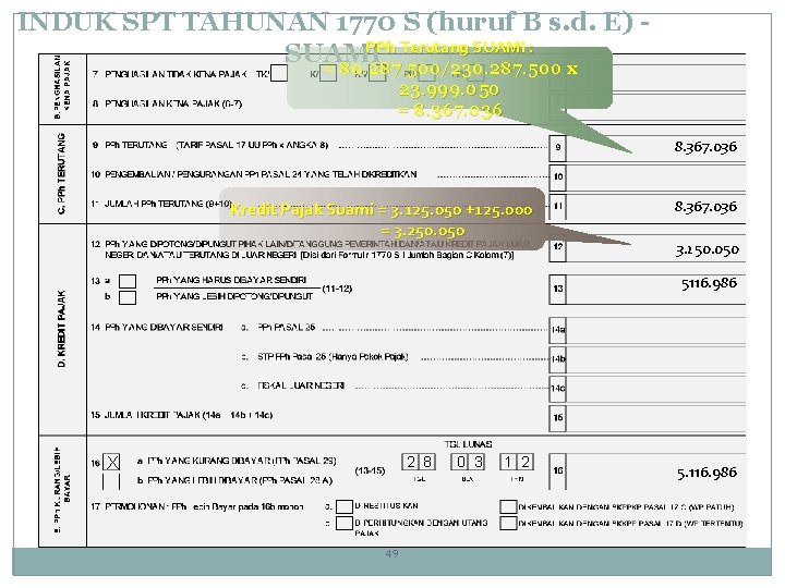 INDUK SPT TAHUNAN 1770 S (huruf B s. d. E) PPh Terutang SUAMI :