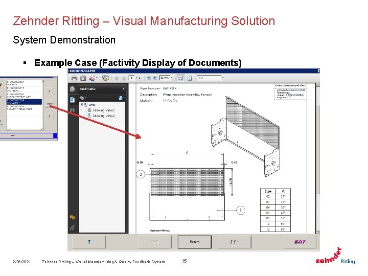 Zehnder Rittling – Visual Manufacturing Solution System Demonstration § Example Case (Factivity Display of