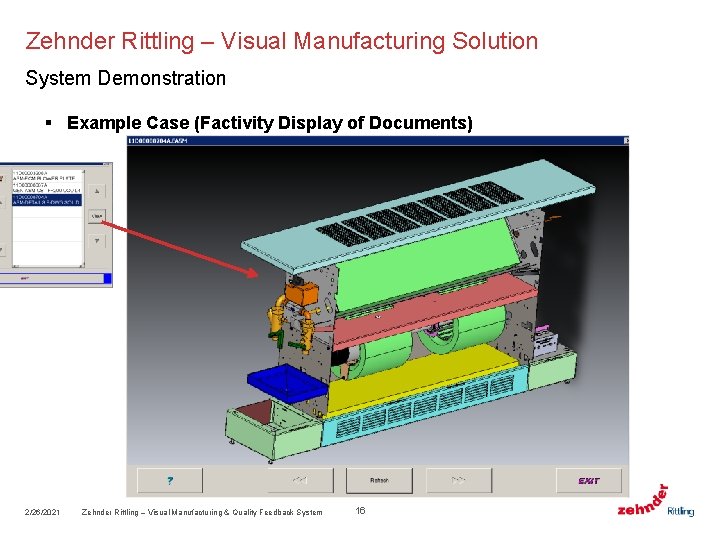 Zehnder Rittling – Visual Manufacturing Solution System Demonstration § Example Case (Factivity Display of