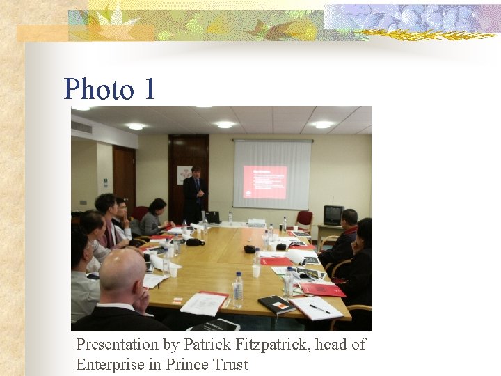 Photo 1 Presentation by Patrick Fitzpatrick, head of Enterprise in Prince Trust 