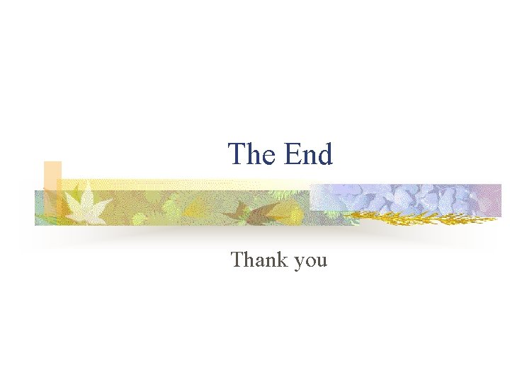 The End Thank you 