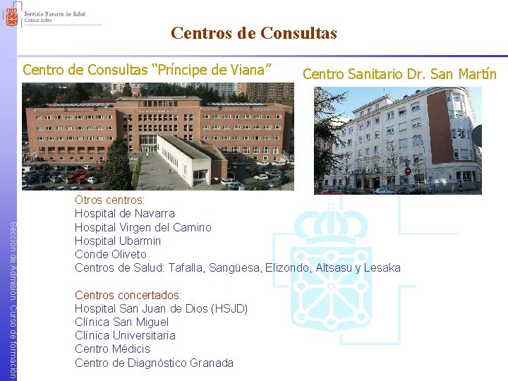 Centros de Consultas Centro de Consultas “Príncipe de Viana” Centro Sanitario Dr. San Martín