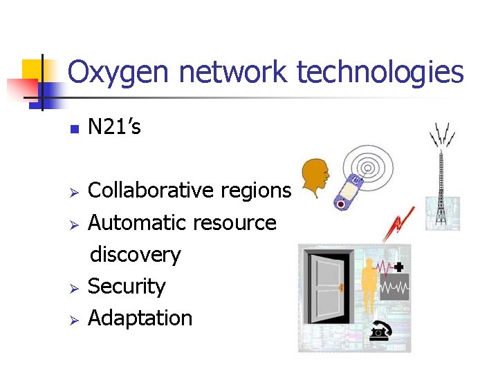 Oxygen network technologies n Ø Ø N 21’s Collaborative regions Automatic resource discovery Security