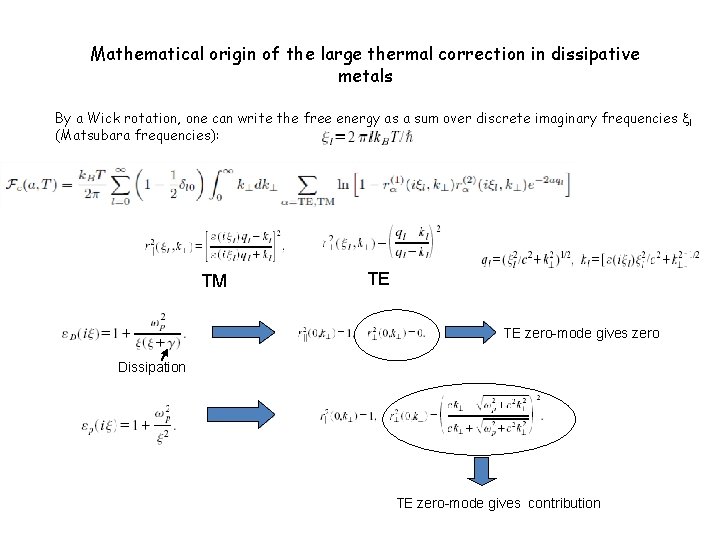 Mathematical origin of the large thermal correction in dissipative metals By a Wick rotation,