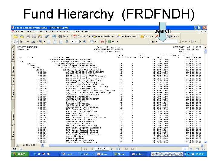 Fund Hierarchy (FRDFNDH) search 