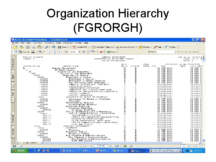 Organization Hierarchy (FGRORGH) 