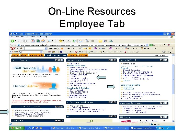 On-Line Resources Employee Tab 