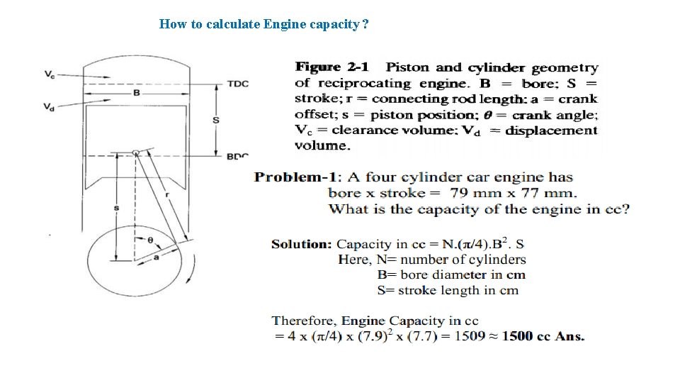 How to calculate Engine capacity ? 
