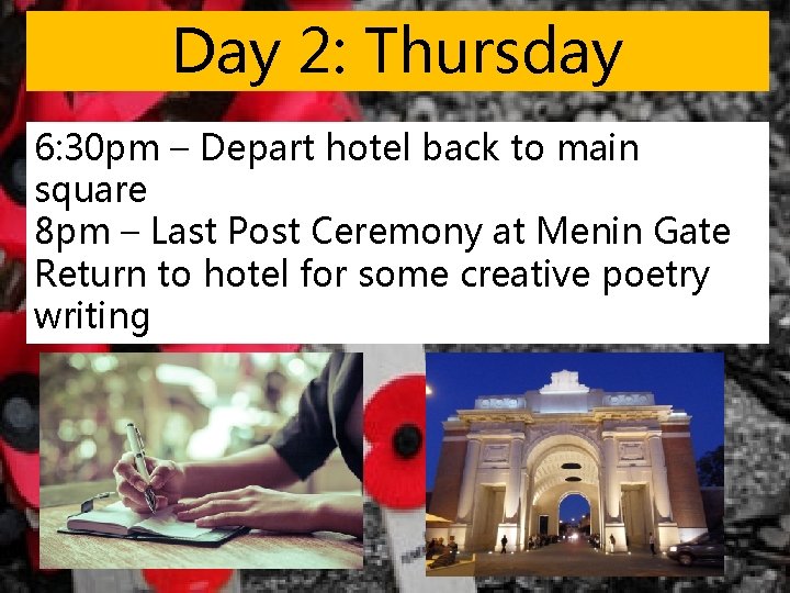 Day 2: Thursday 6: 30 pm – Depart hotel back to main square 8