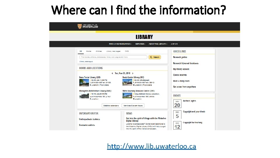 Where can I find the information? http: //www. lib. uwaterloo. ca 