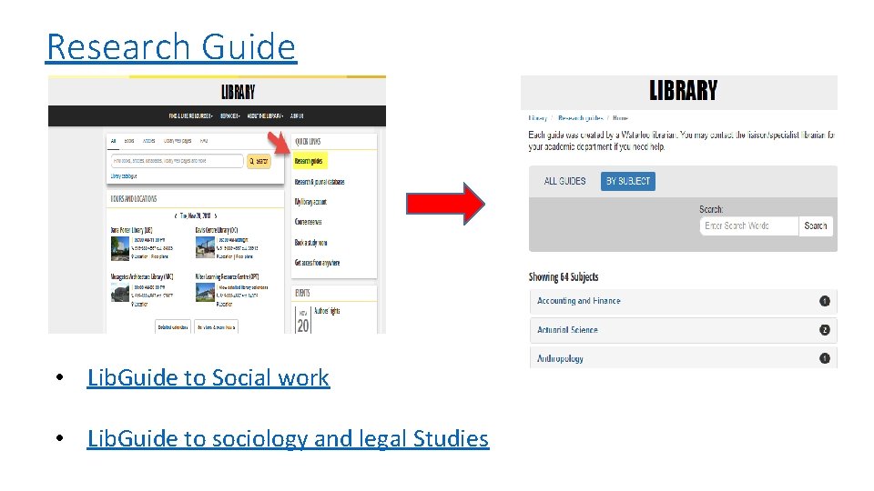 Research Guide • Lib. Guide to Social work • Lib. Guide to sociology and