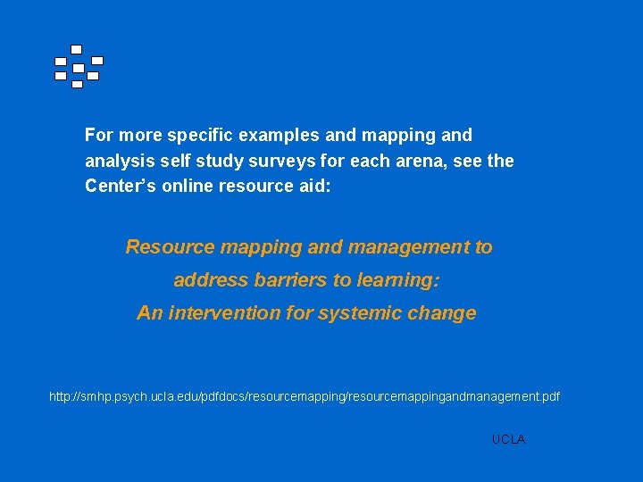 For more specific examples and mapping and analysis self study surveys for each arena,