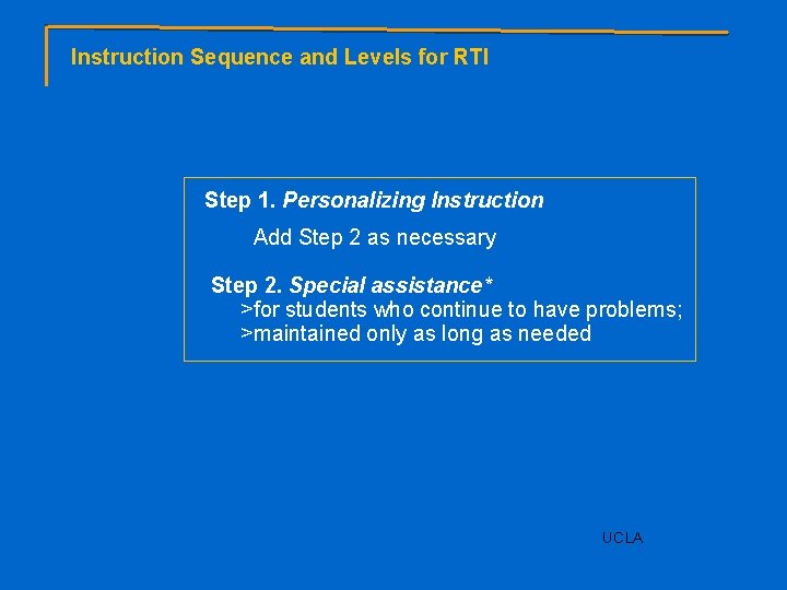 Instruction Sequence and Levels for RTI Step 1. Personalizing Instruction Add Step 2 as