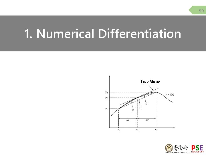 99 1. Numerical Differentiation True Slope PSE LABORATORY 99 1. Numerical Differentiation True Slope PSE LABORATORY