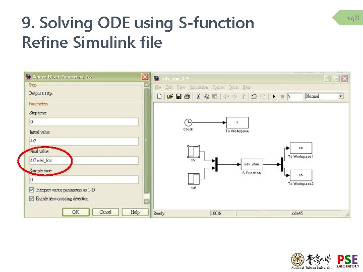 9. Solving ODE using S-function Refine Simulink file 148 PSE LABORATORY 