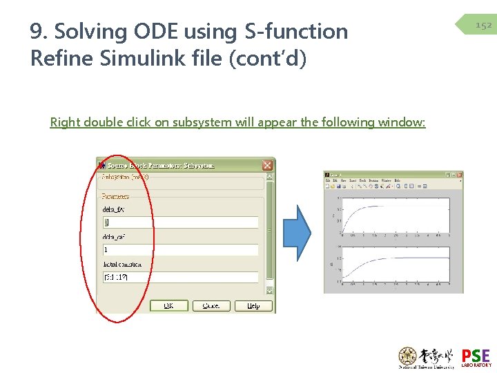 9. Solving ODE using S-function Refine Simulink file (cont’d) 152 Right double click on