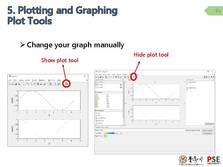 5. Plotting and Graphing Plot Tools 62 Ø Change your graph manually Show plot