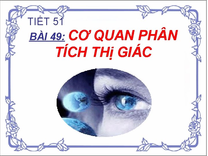 TIẾT 51 BÀI 49: CƠ QUAN PH N TÍCH THị GIÁC 