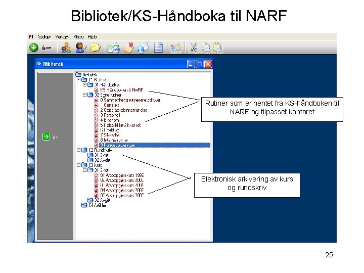 Bibliotek/KS-Håndboka til NARF Rutiner som er hentet fra KS-håndboken til NARF og tilpasset kontoret