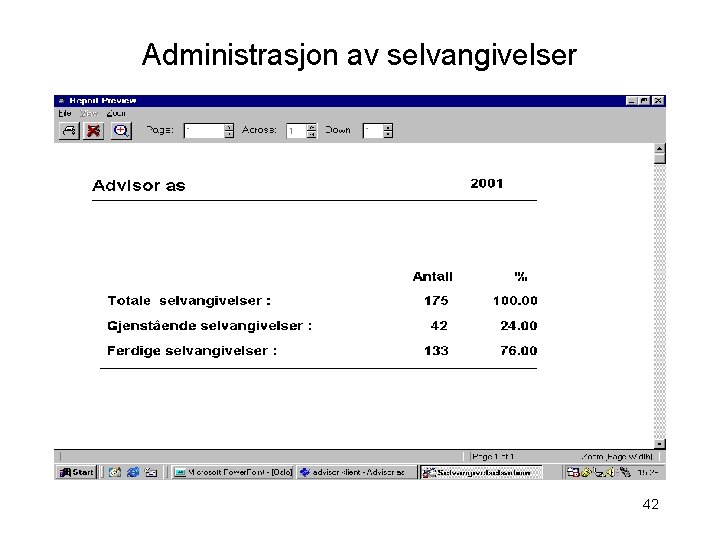 Administrasjon av selvangivelser 42 