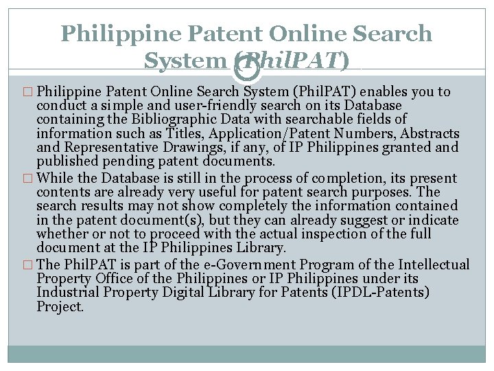 Philippine Patent Online Search System (Phil. PAT) � Philippine Patent Online Search System (Phil.