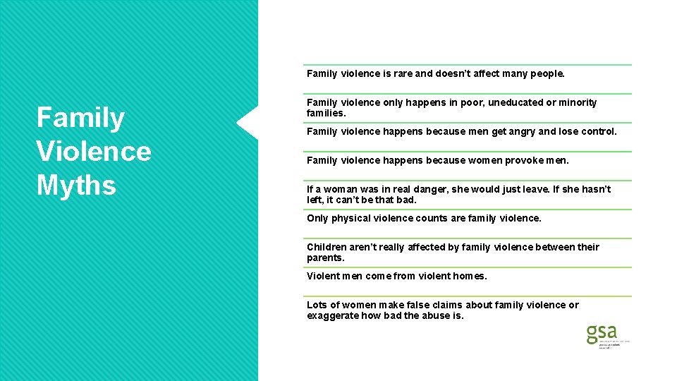 Family violence is rare and doesn’t affect many people. Family Violence Myths Family violence