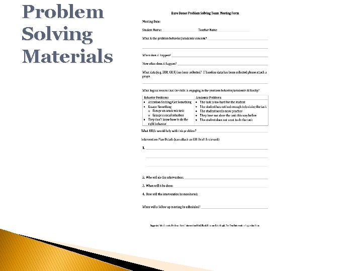 Problem Solving Materials 