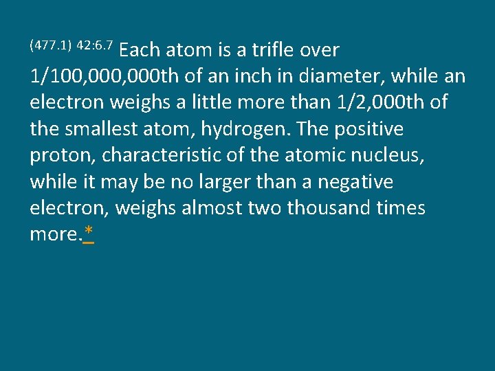 Each atom is a trifle over 1/100, 000 th of an inch in diameter,