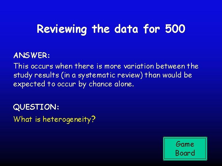 Reviewing the data for 500 ANSWER: This occurs when there is more variation between