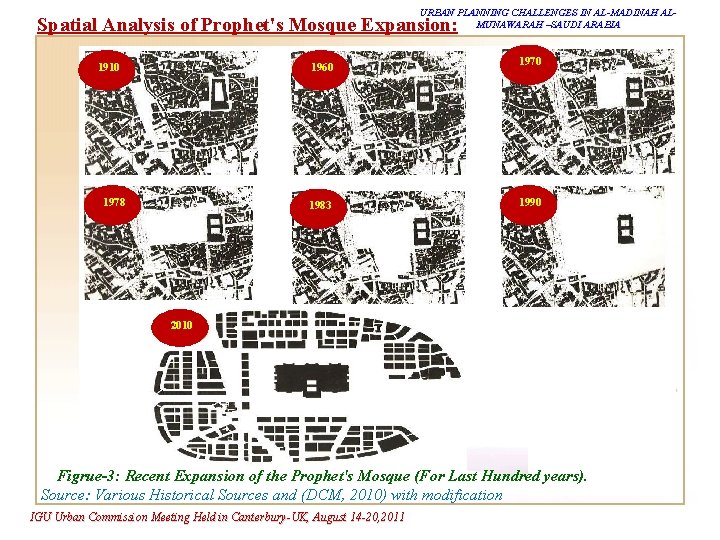 URBAN PLANNING CHALLENGES IN AL-MADINAH ALMUNAWARAH –SAUDI ARABIA Spatial Analysis of Prophet's Mosque Expansion: