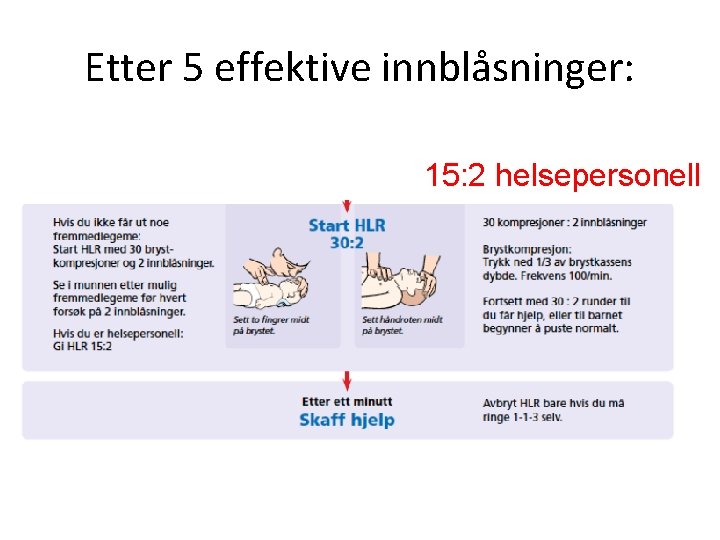 Etter 5 effektive innblåsninger: 15: 2 helsepersonell 