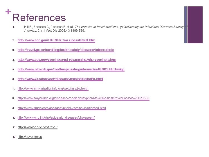 + References 1. Hill R, Ericsson C, Pearson R et al. The practice of