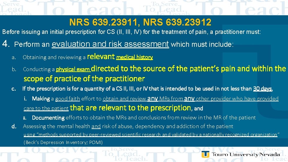 NRS 639. 23911, NRS 639. 23912 Before issuing an initial prescription for CS (II,