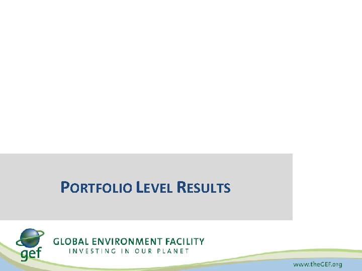 PORTFOLIO LEVEL RESULTS 