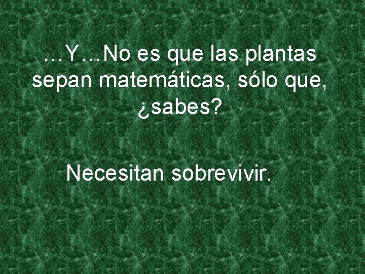 …Y…No es que las plantas sepan matemáticas, sólo que, ¿sabes? Necesitan sobrevivir. 