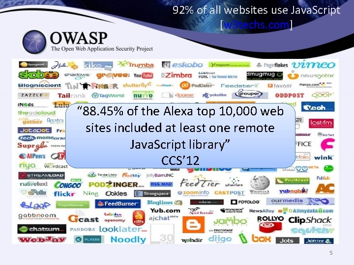 92% of all websites use Java. Script [w 3 techs. com] “ 88. 45%